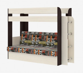 Кровать 2-х ярусная с диваном Карамель 75 (Музыка) Анкор светлый/Бодега темный в Югорске - yugorsk.germes-mebel.ru | фото