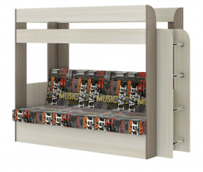 Кровать 2-х ярусная с диваном Карамель 75 (Музыка) Ясень шимо светлый/темный в Югорске - yugorsk.germes-mebel.ru | фото