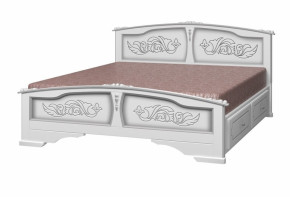 ЕЛЕНА Кровать из массива 1600 (Белый жемчуг) с 2-мя ящиками в Югорске - yugorsk.germes-mebel.ru | фото